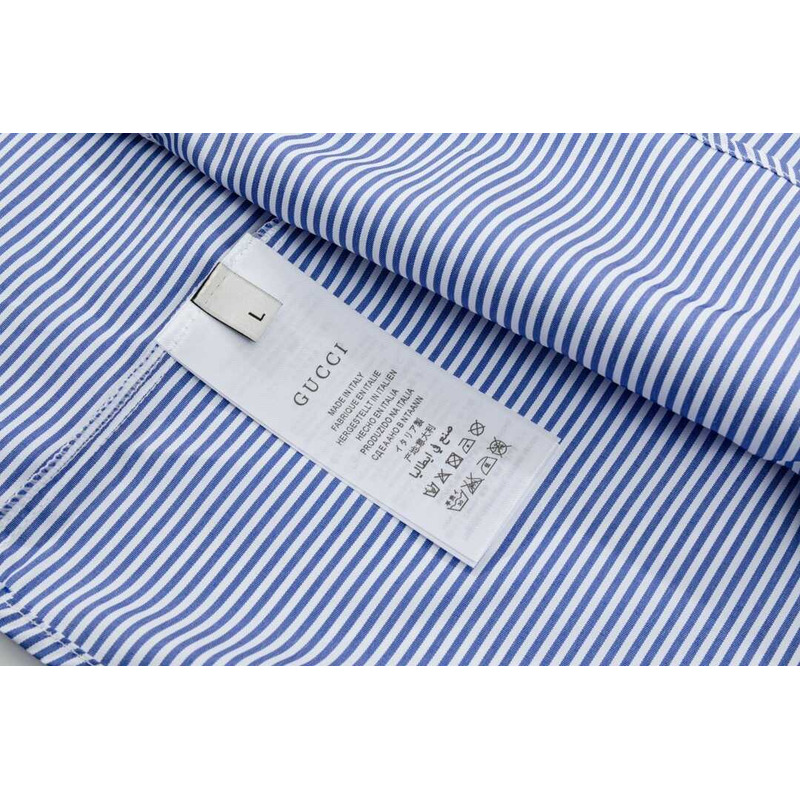 G*u*i striped cotton shirt with gremlins patch blue