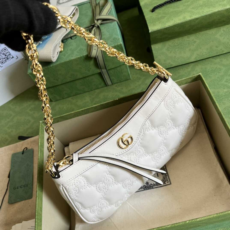 G*u*i gg matelasse leather bag white
