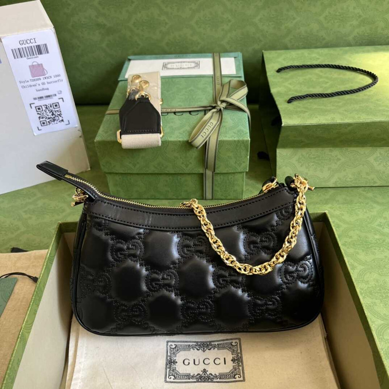 G*u*i gg matelasse leather bag black