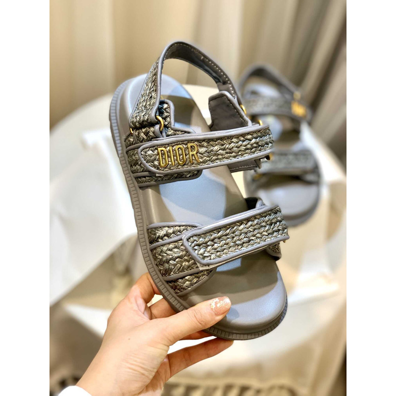 D*or straw sandals gray