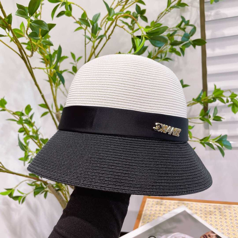 Ch*el summer straw hat white black