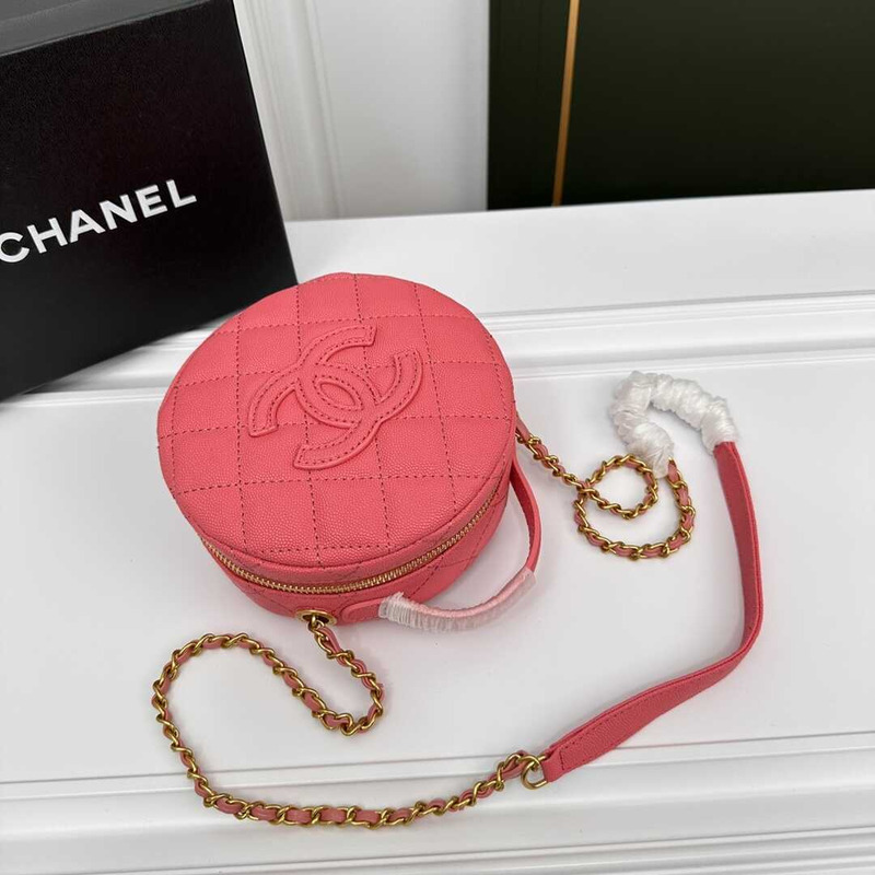 Ch*el pre-owned round on earth crossbody bag pink