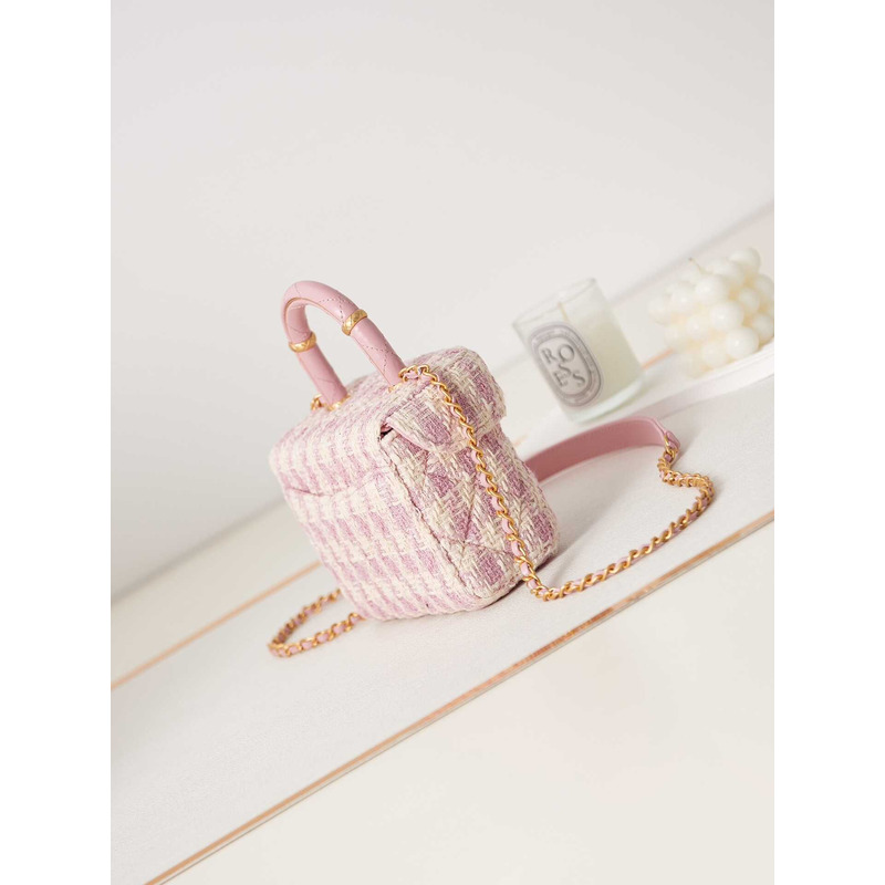 Ch*el cosmetic bag pink oblique