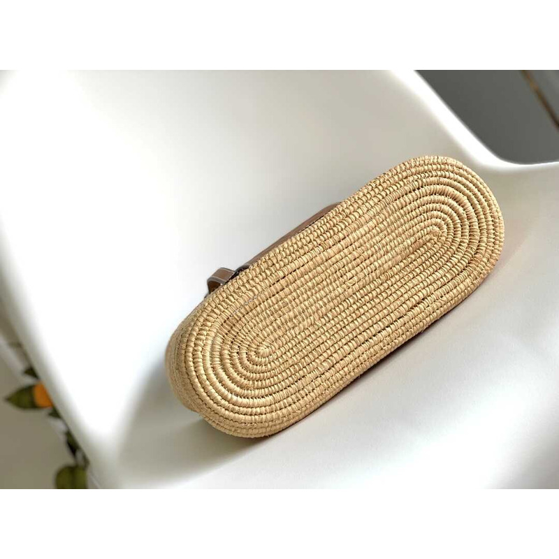 Loewe Leather and Raffia Tote In Natural & Pecan Bag