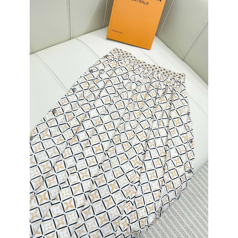 l**is V*t*n lv by the pool monogram flower tile midi skirt