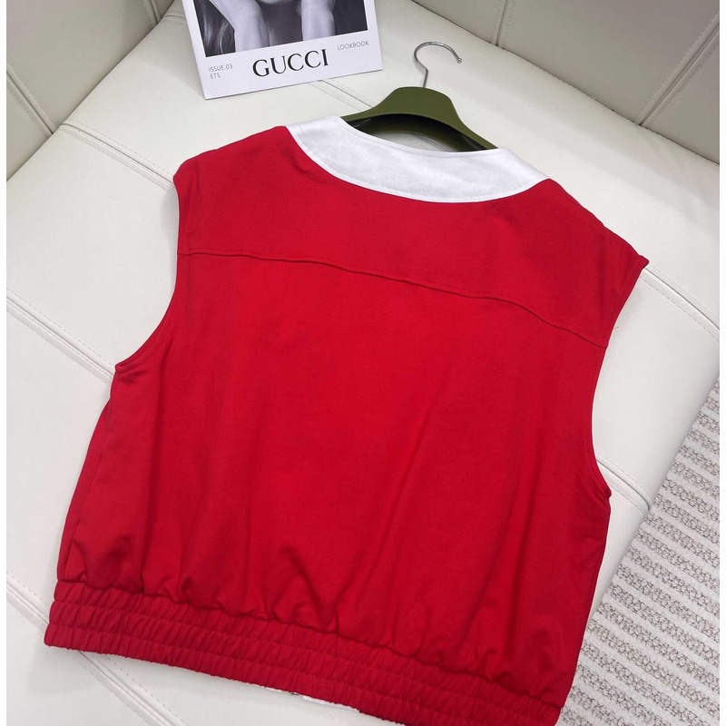 G*u*i cotton vest jacket with G*u*i patch