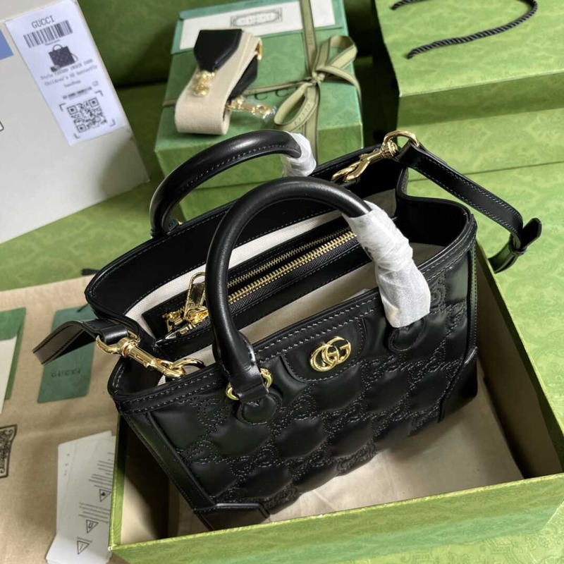 G*u*i gg quilted mini handle bag black