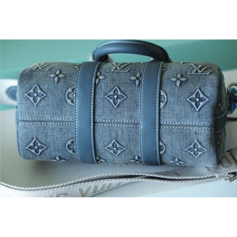 l**is V*t*n keepall bandouliere 25 monogram washed denim canvas
