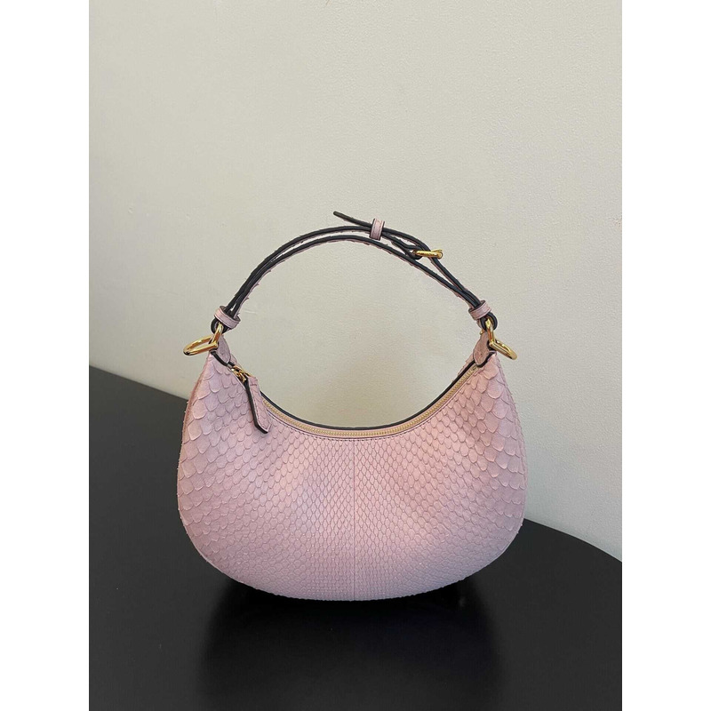 f**di S*per mini style f**digraphy hobo bag python leather pink