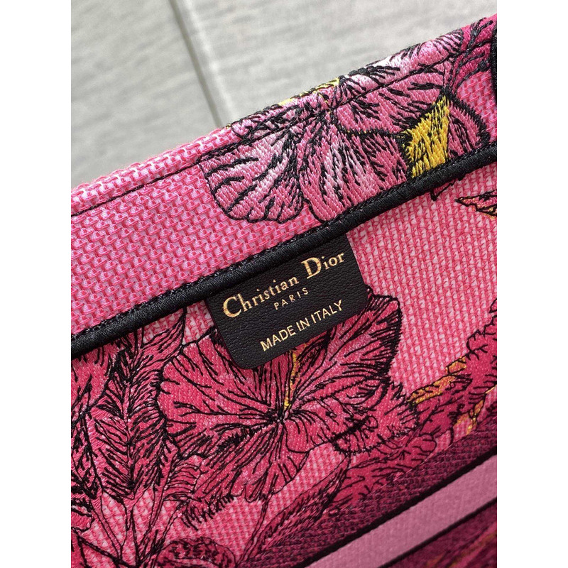 D*or book tote fuchsia multicolor toile de jouy voyage embroidery