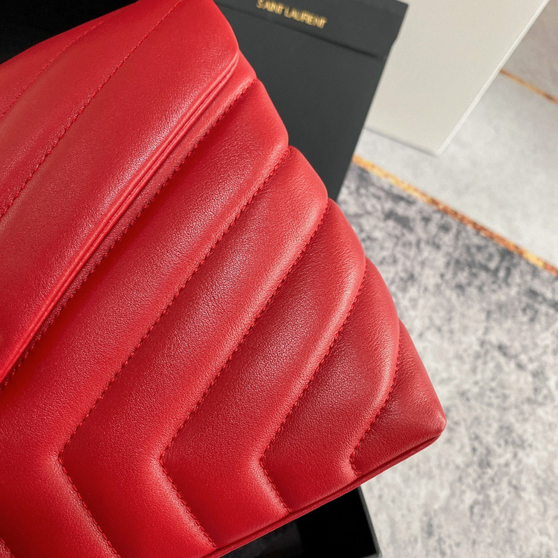Saint Laurent Loulou Quilted Small Shoulder Bag Red