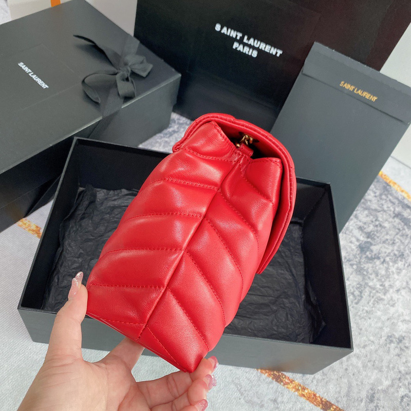 Saint Laurent Loulou Quilted Small Shoulder Bag Red