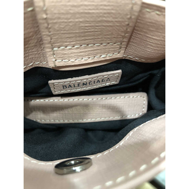 Ba*len*cia*ga textured calfskin logo shopping phone holder bag nude pink