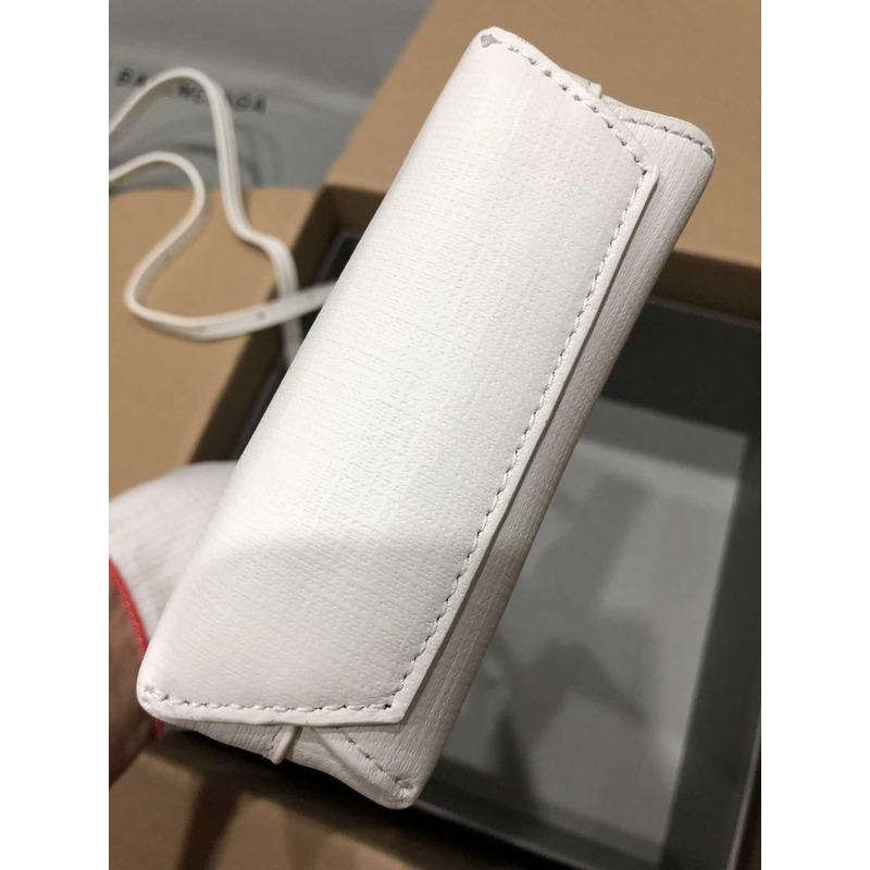 Ba*len*cia*ga textured calfskin logo shopping phone holder bag white