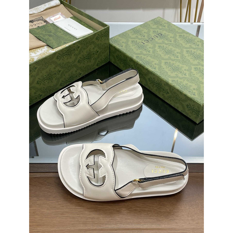 G*u*i interlocking g sandal brown beige