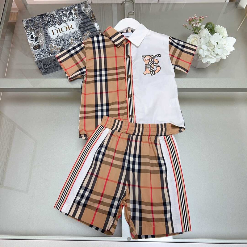 B**rry white & beige logo kids suit