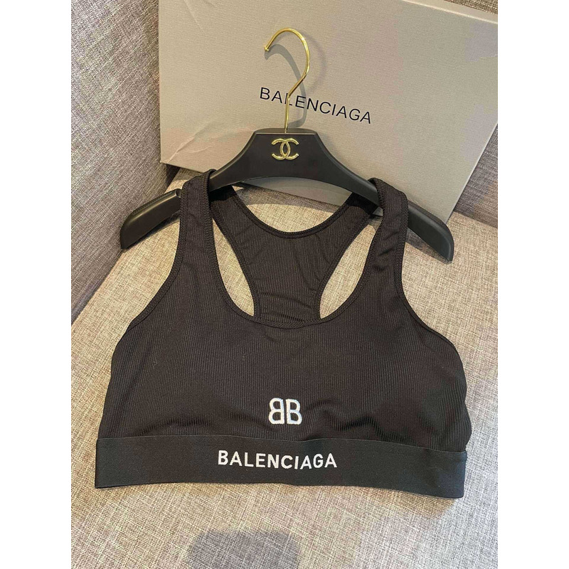 Ba*len*cia*ga knitted fabric sports bra black