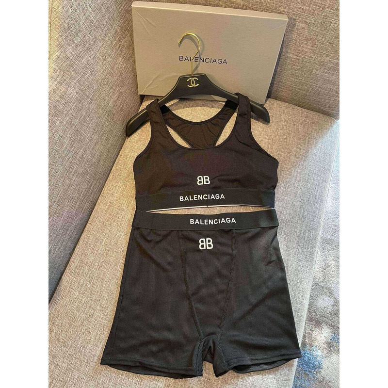 Ba*len*cia*ga knitted fabric sports bra black