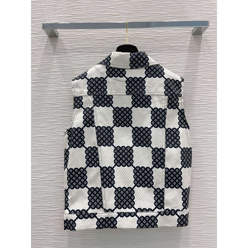 l**is V*t*n checkered vest black and white