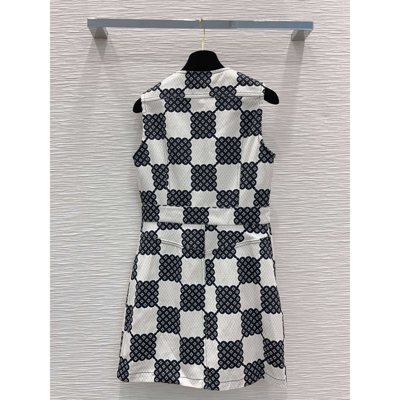 l**is V*t*n bubble damier xxl detail dress black and white