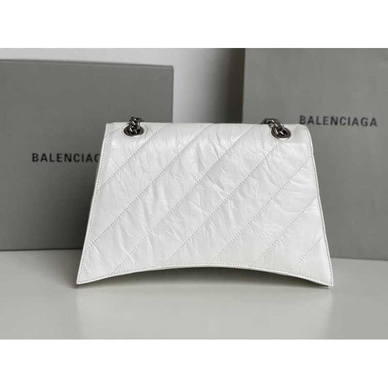 Ba*len*cia*ga crush quilted shoulder bag calfskin white