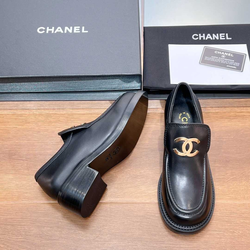 Ch*el large cc calfskin loafer black