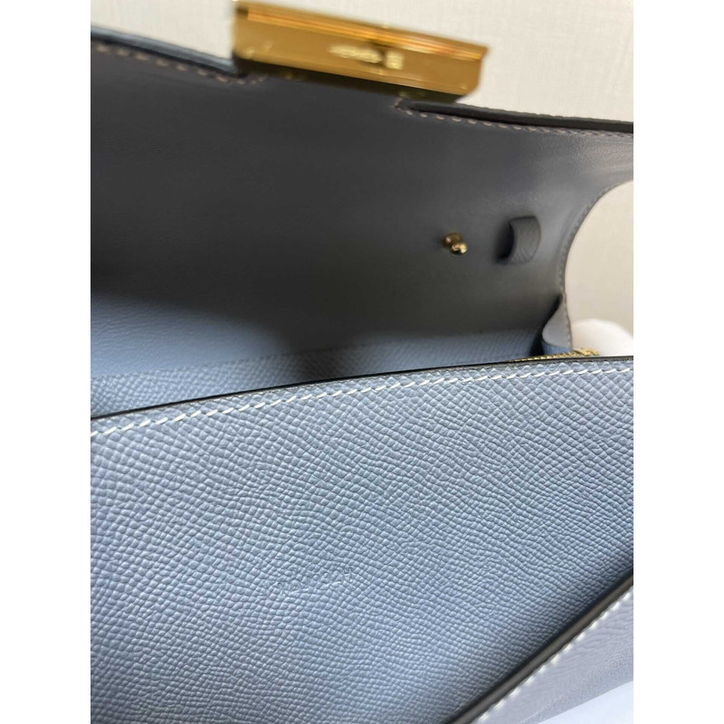 H**mes constance wallet to go gold hardware blue