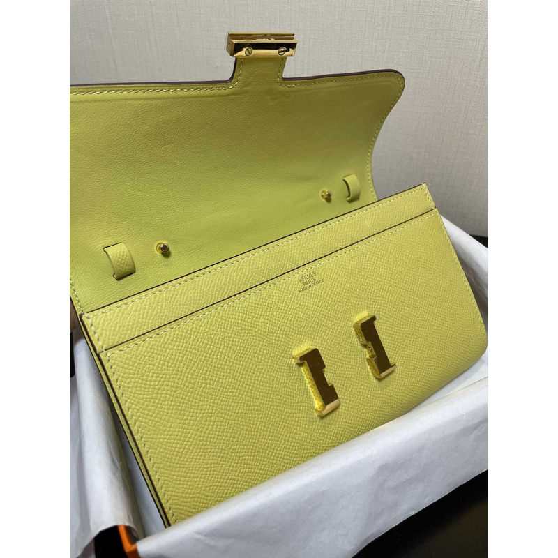 H**mes constance wallet to go gold hardware yellow