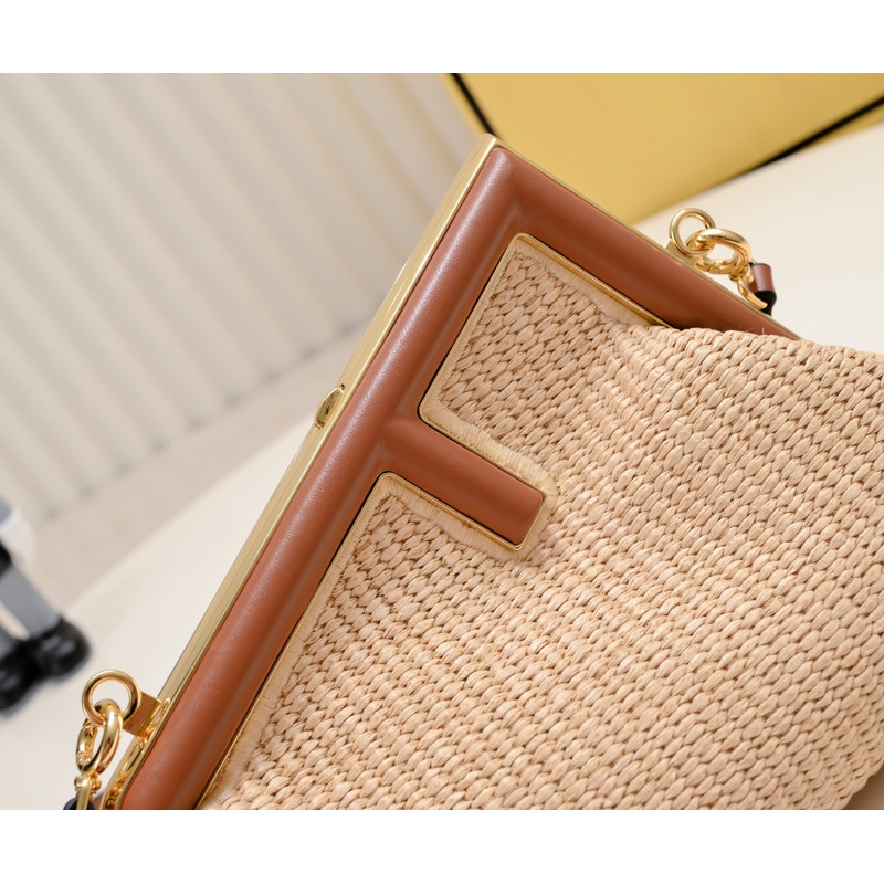 F**di small style first natural straw bag