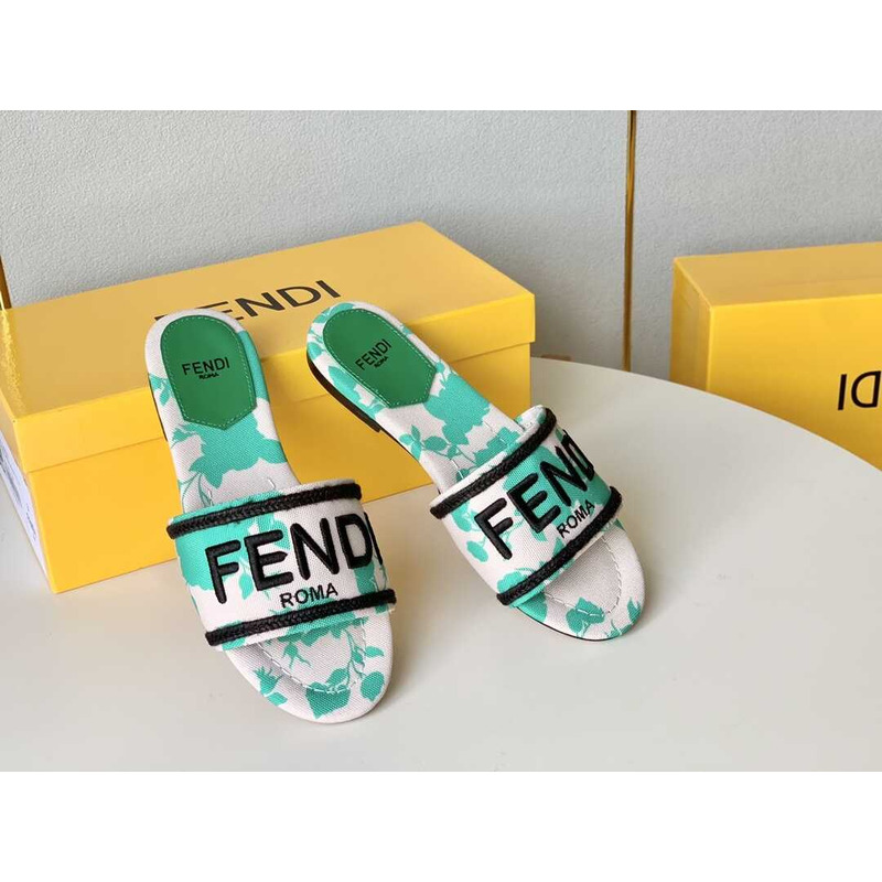 F**di green canvas sandals