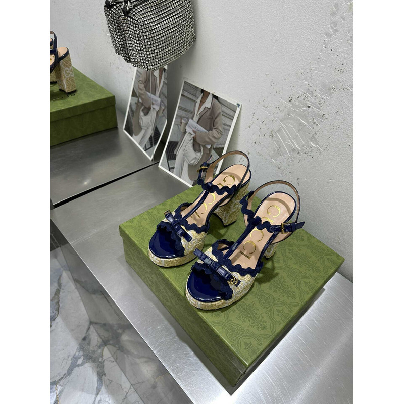 g*u*i gg S*p*e platform heeled sandals blue