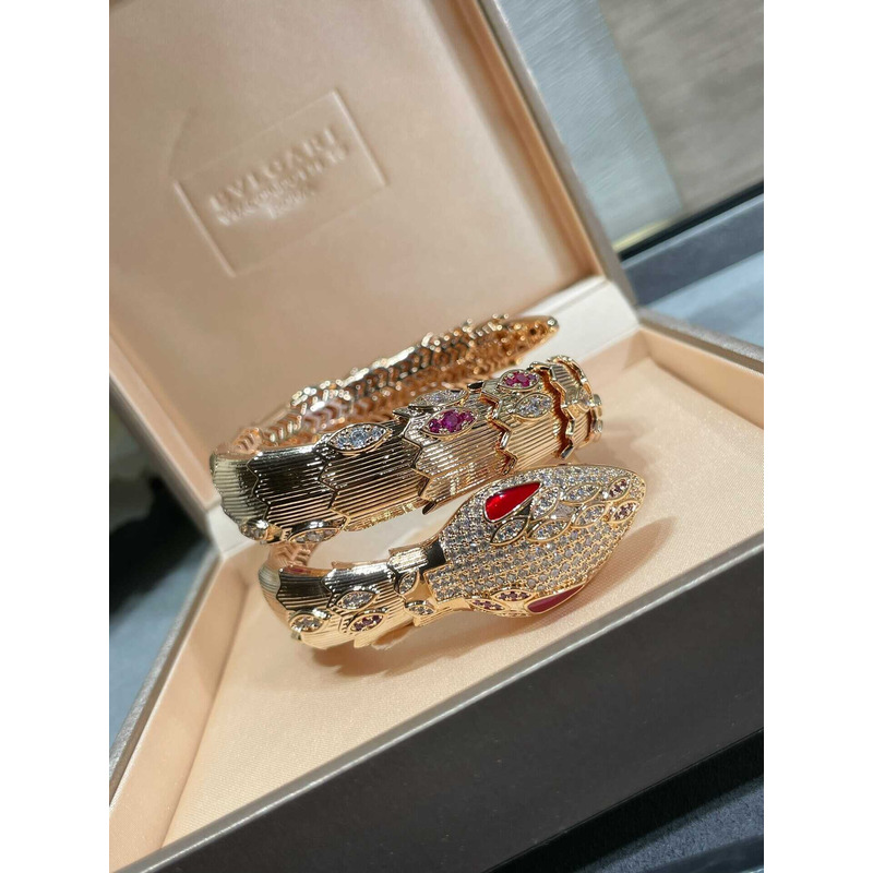 b*l*ai double coil Di*m*nd & ruby serpenti snake bracelet