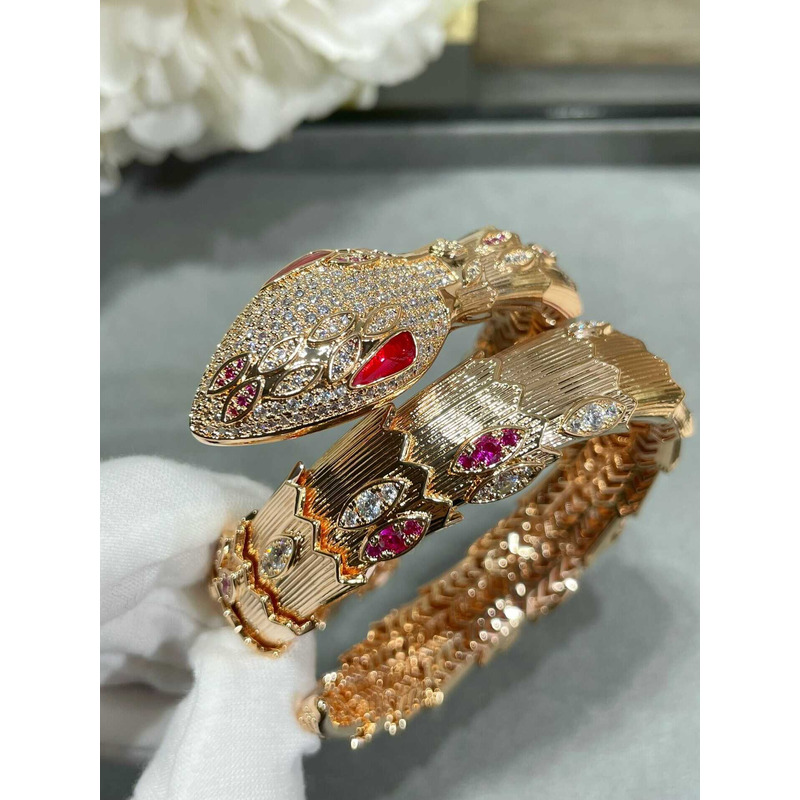 b*l*ai double coil Di*m*nd & ruby serpenti snake bracelet
