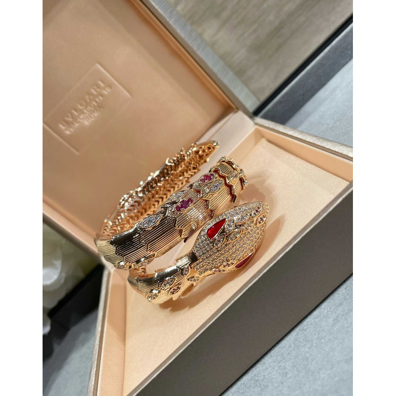 b*l*ai double coil Di*m*nd & ruby serpenti snake bracelet