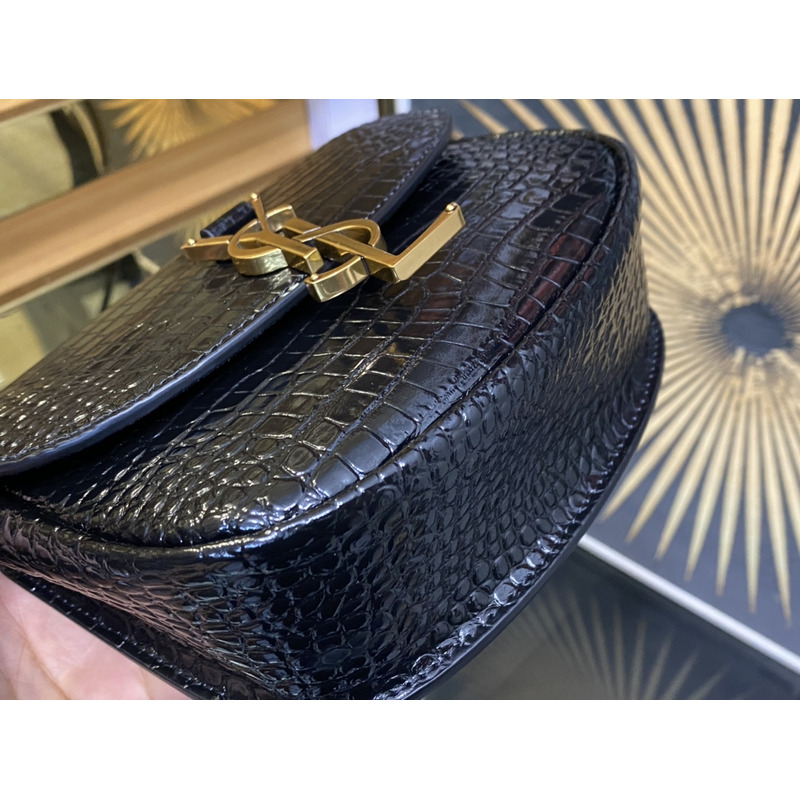 Saint Laurent Kaia Small Shoulder Bag In Patent Leather Black