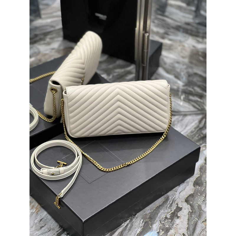saint laurent S*pple kate 99 quilted calfskin leather shoulder bag cream