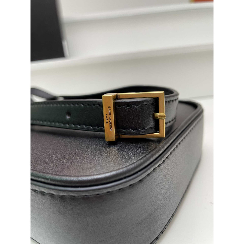 Saint Laurent LE 5 À 7 Mini Vertical Bag In Shiny Leather Black