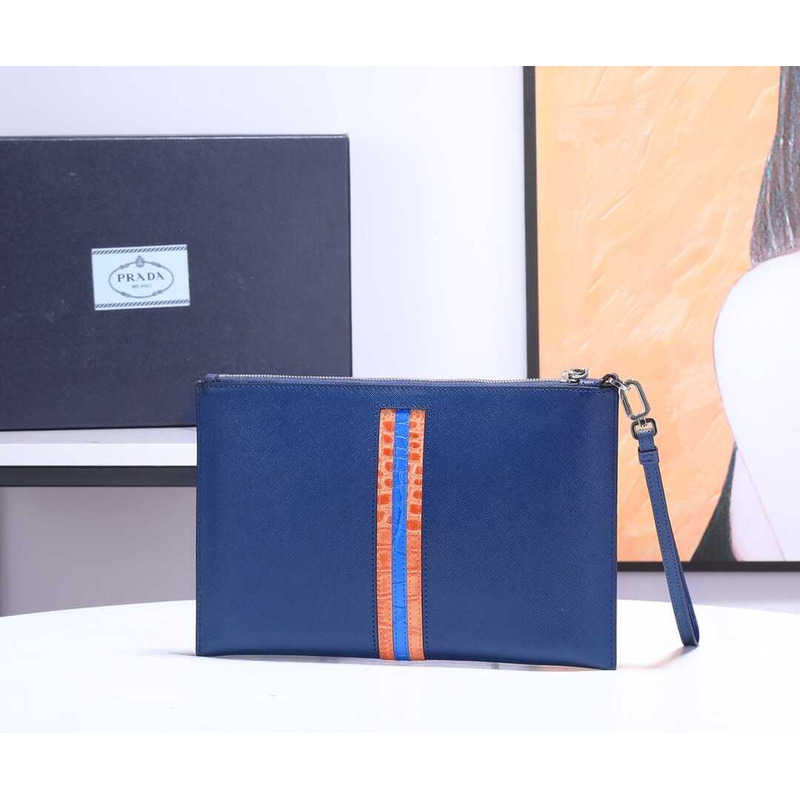 Pra*a leather pouch blue