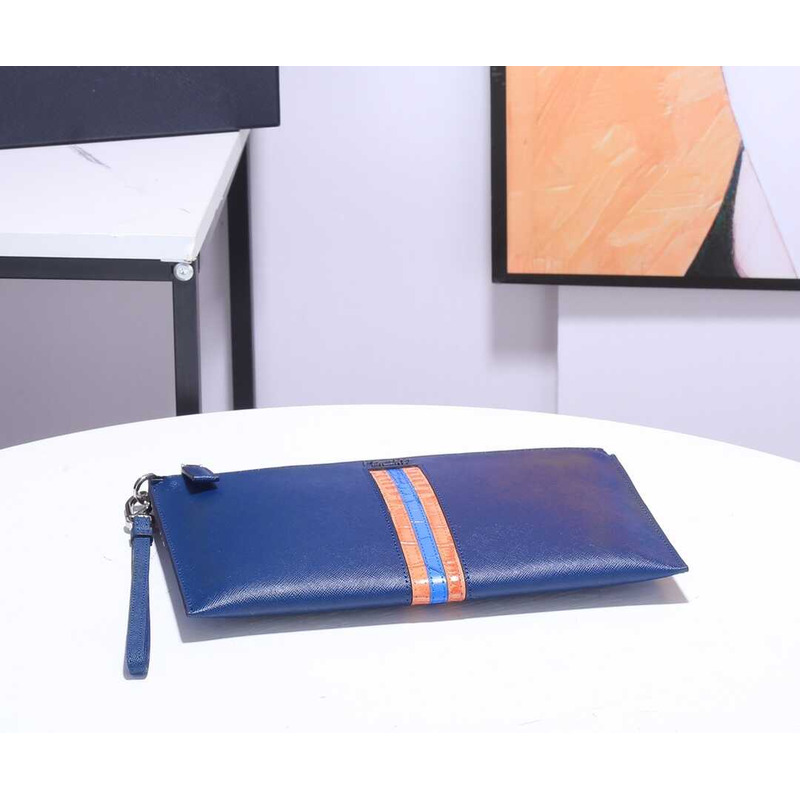 Pra*a leather pouch blue