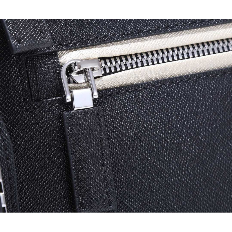 Pra*a saffiano leather pouch black