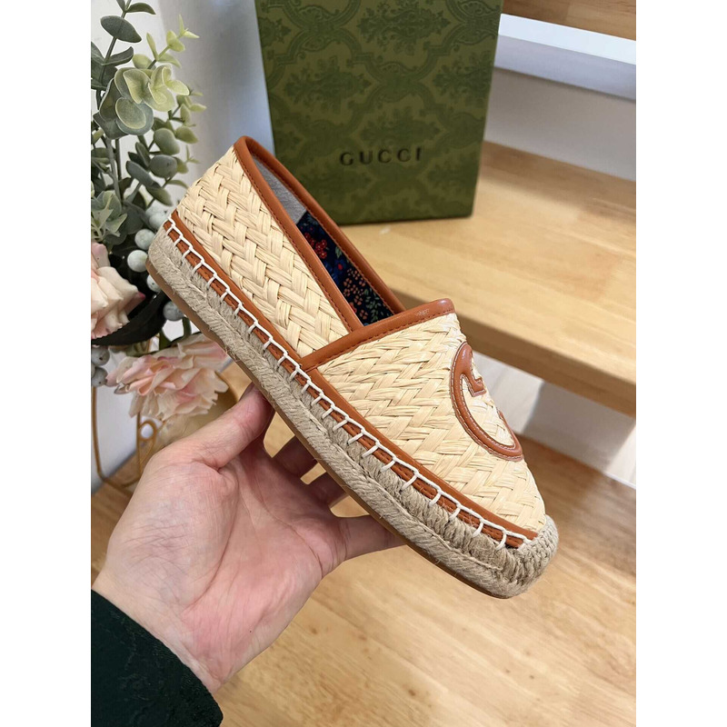 G*u*i interlocking g espadrilles beige and brown
