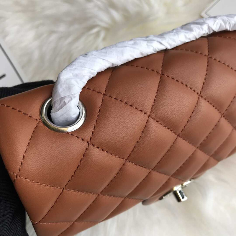 Ch*el classic flap mini  shoulder bag brown