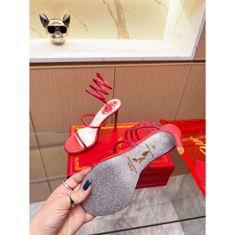 Rene Caovilla Caovilla Cleo Jewel Stiletto Sandals Red
