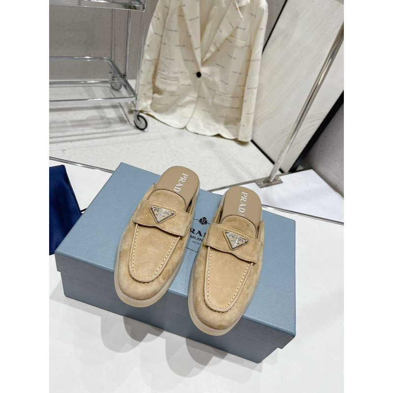 Pra*a leather mule sandals  light brown