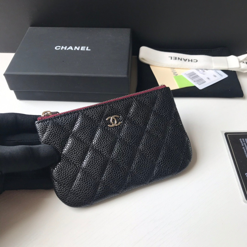 Ch*el caviar quilted small cosmetic case black