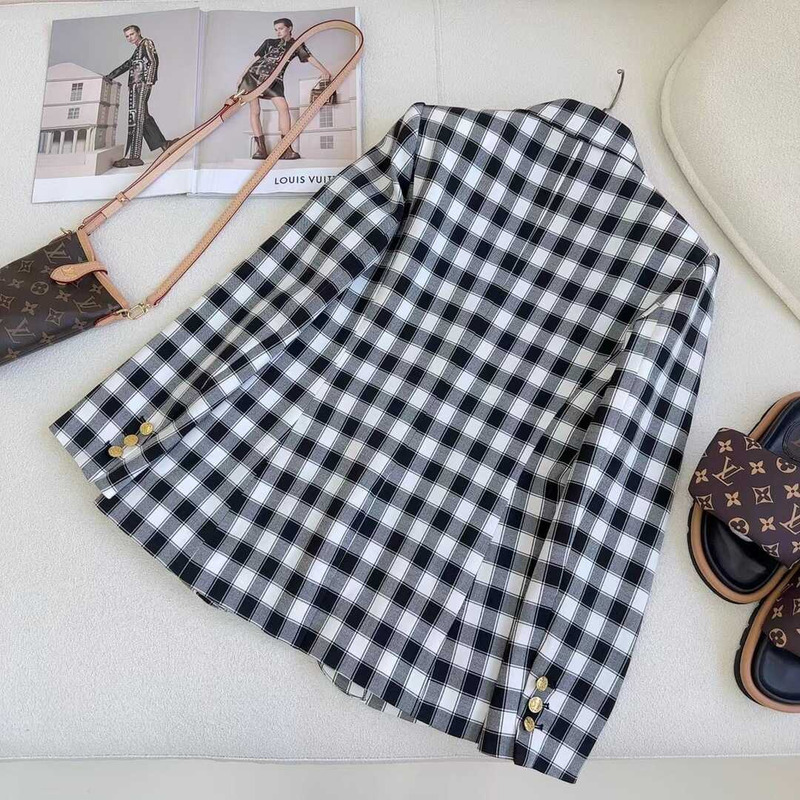 l**is V*t*n vichy check preppy blazer and shorts