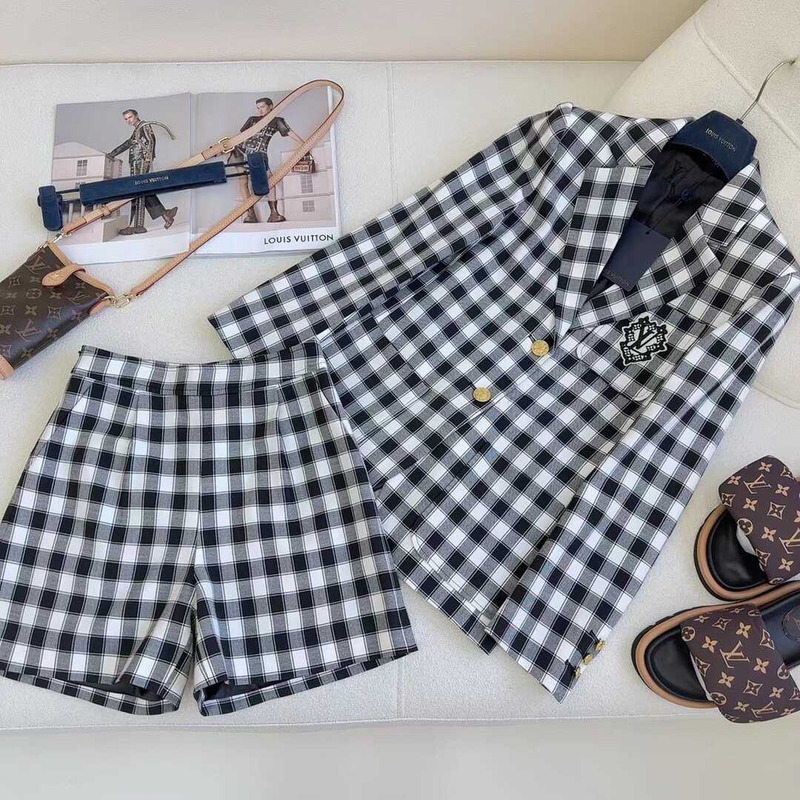 l**is V*t*n vichy check preppy blazer and shorts