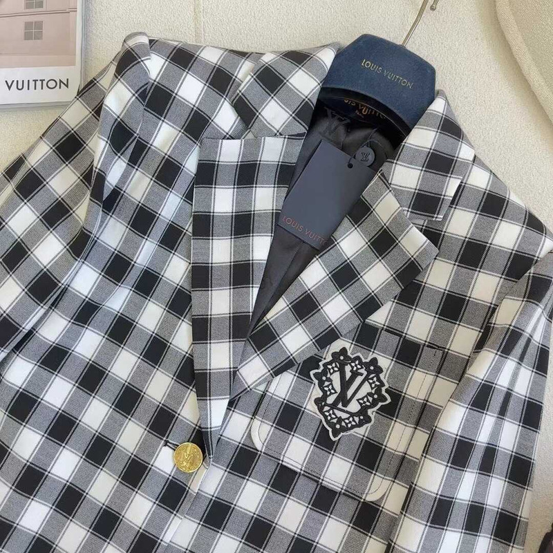 l**is V*t*n vichy check preppy blazer and shorts