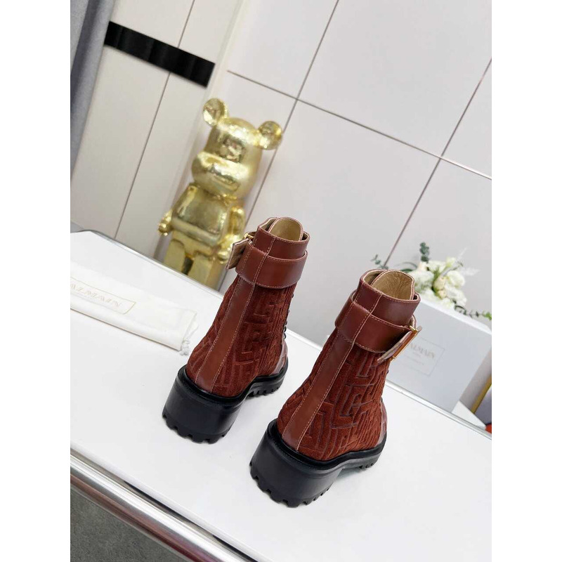 Balmain Ranger Romy Jacquard Booties Caramel