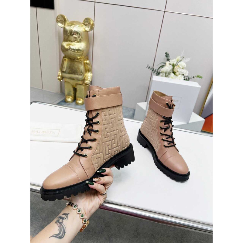 Balmain Ranger Romy Jacquard Booties Nude